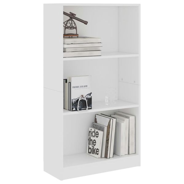 vidaXL Βιβλιοθήκη με 3 Ράφια Λευκή 60x24x109 εκ. Επεξεργασμένο Ξύλο