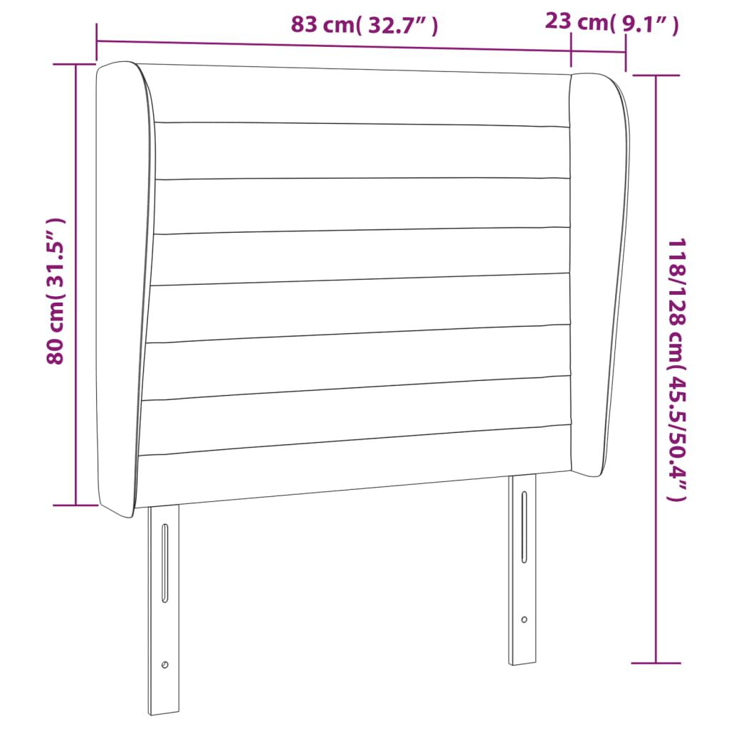 vidaXL Κεφαλάρι με Πτερύγια Σκούρο Μπλε 83x23x118/128 εκ. Βελούδινο