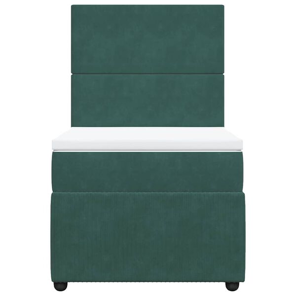 vidaXL Κρεβάτι Boxspring με Στρώμα Σκούρο Πράσινο 100x200εκ. Βελούδινο