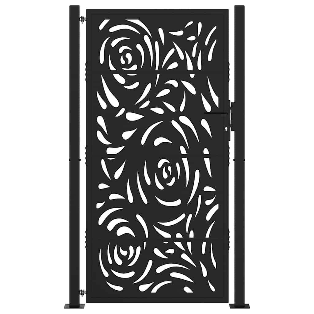 vidaXL Πύλη κήπου Μαύρη 105x180 cm Ατσάλινη φλόγα σχεδιασμού