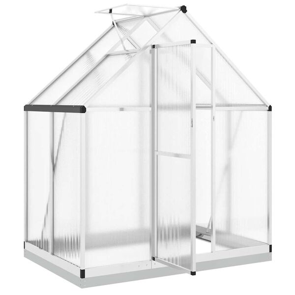 vidaXL Θερμοκήπιο με Πλαίσιο Βάσης Ασημί 169x114x202 εκ. Αλουμίνιο
