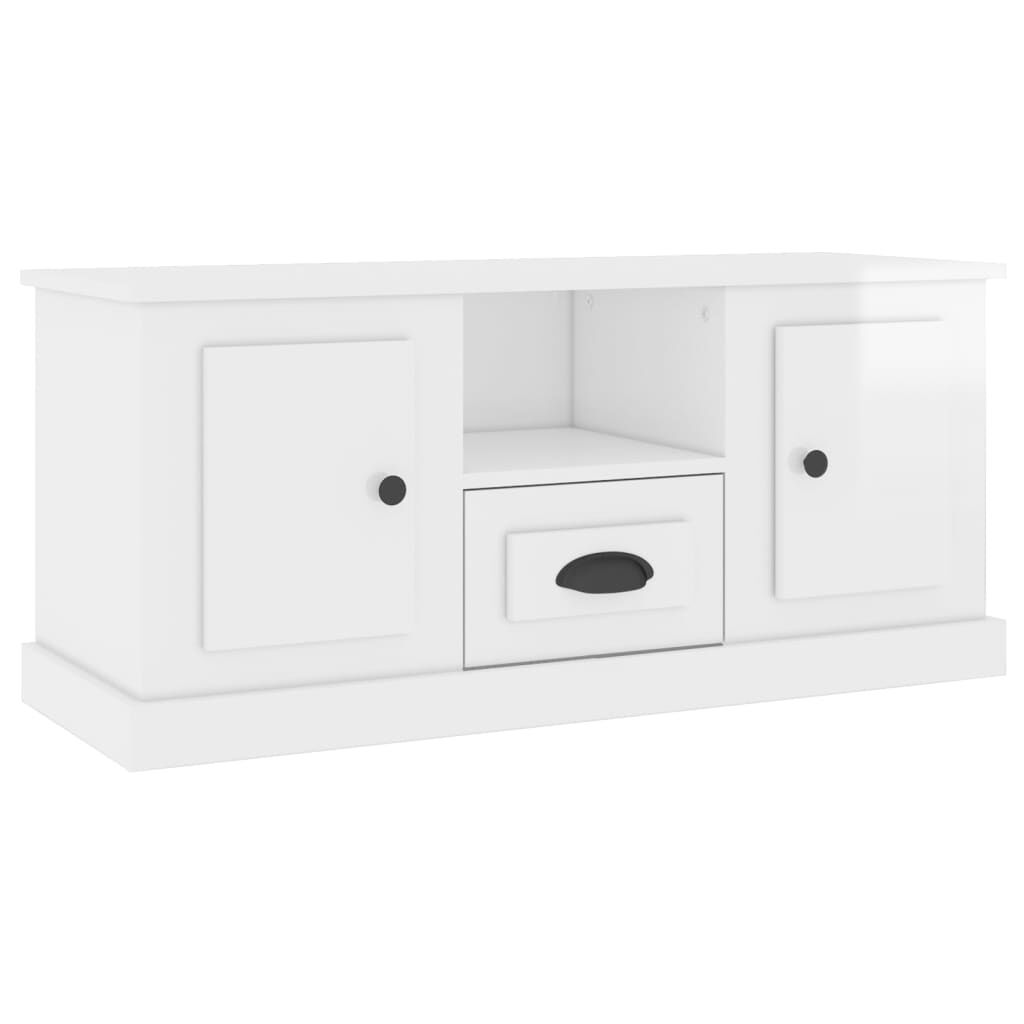 vidaXL Έπιπλο Τηλεόρασης Γυαλ. Λευκό 100x35,5x45εκ. Επεξεργασμένο Ξύλο