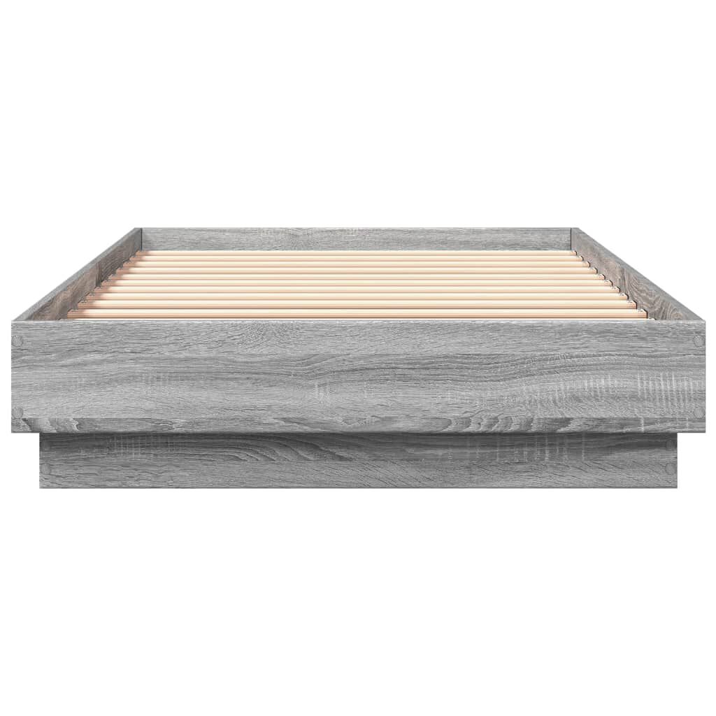 vidaXL Πλαίσιο Κρεβατιού με λυχνίες LED Γκρι sonoma 90 x 200 εκ.