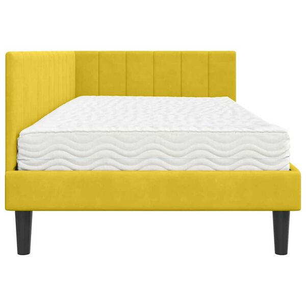 vidaXL Κρεβάτι Γωνίας με στρώμα Κίτρινο 100 x 200 cm Βελούδο