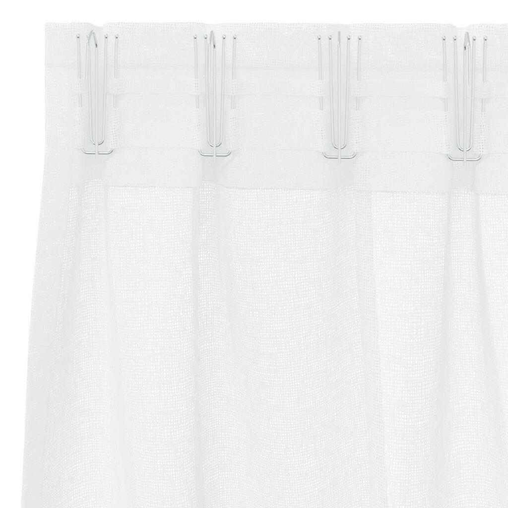 vidaXL Κουρτίνες με κουρτίνες 2 pcs Λευκό 140 x 140 εκ. Πολυεστέρας