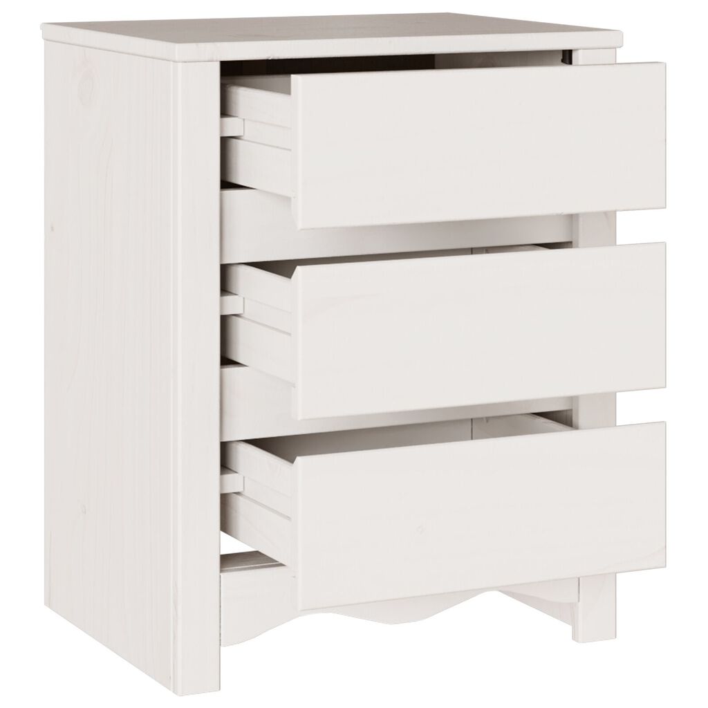 vidaXL Κομοδίνο με συρτάρι Λευκό 45 x 35 x 56 εκ. Μασίφ ξύλο πεύκου