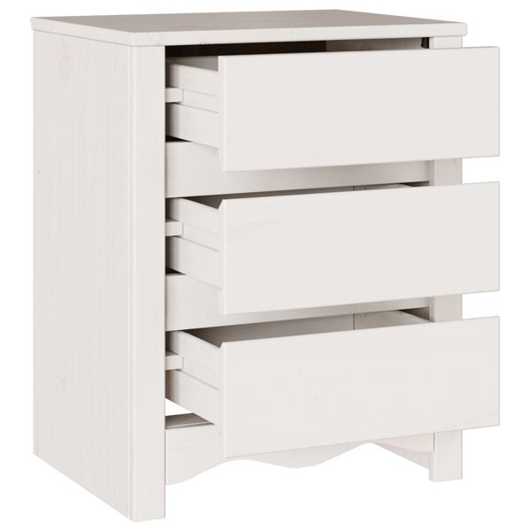 vidaXL Κομοδίνο με συρτάρι Λευκό 45 x 35 x 56 εκ. Μασίφ ξύλο πεύκου