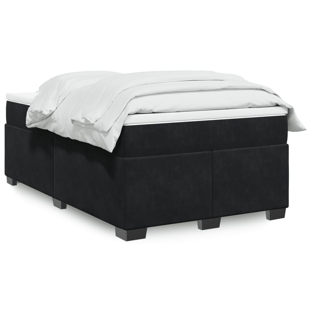 vidaXL Κρεβάτι Boxspring με Στρώμα Μαύρο 120x190 εκ. Βελούδινο