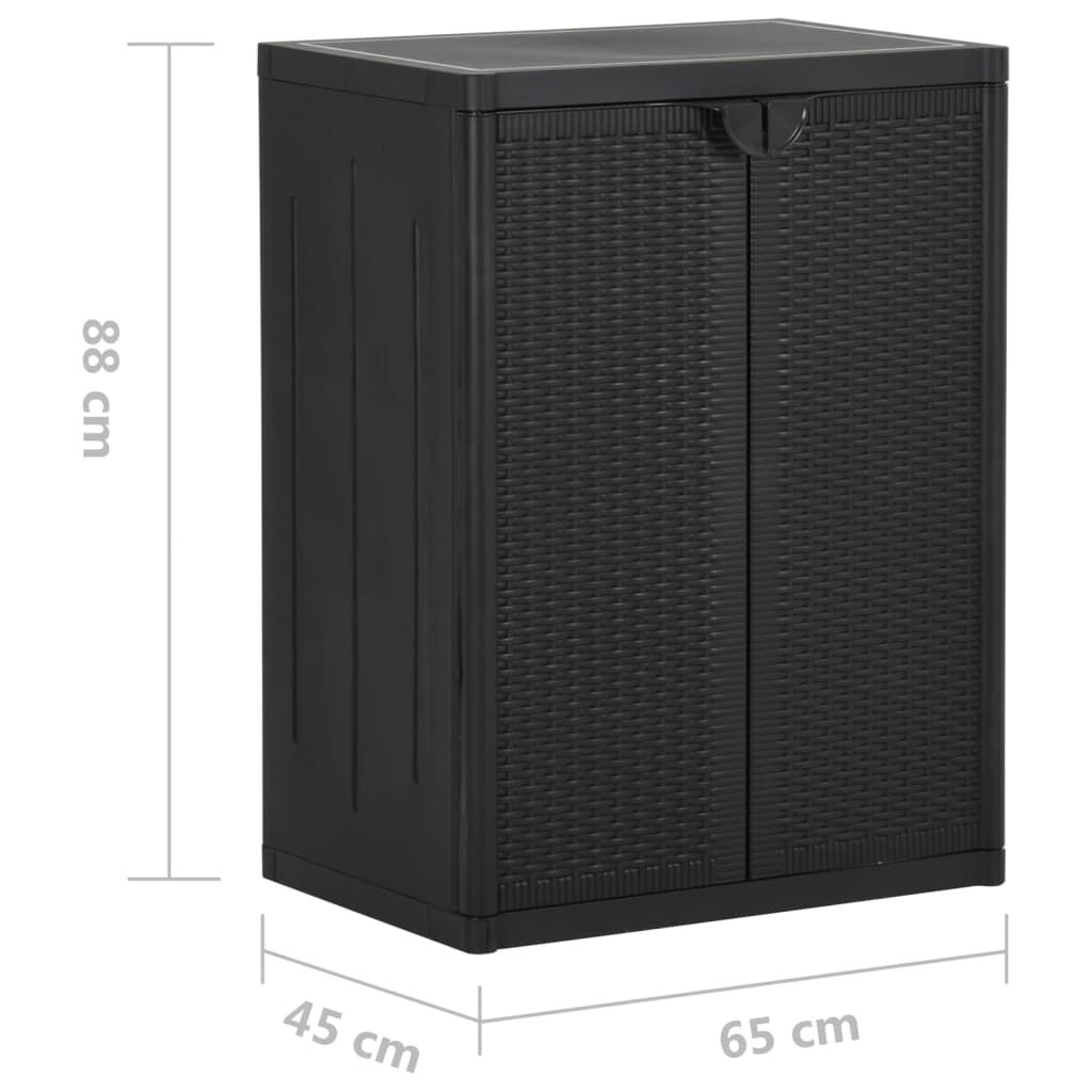 vidaXL Ντουλάπι Αποθήκευσης Κήπου Μαύρο 65x45x88 εκ. από Ρατάν PP