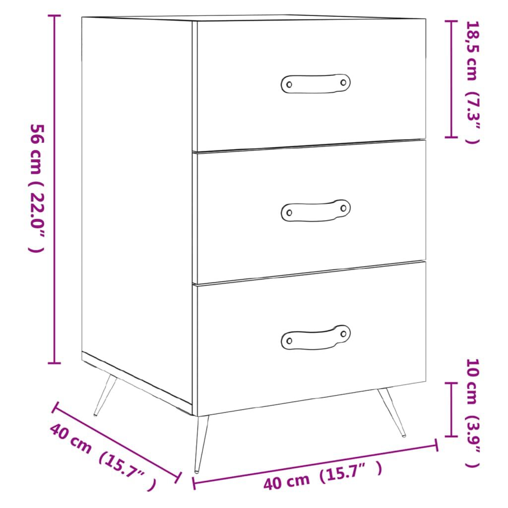 vidaXL Κομοδίνο Γκρι Sonoma 40 x 40 x 66 εκ. από Επεξεργασμένο Ξύλο