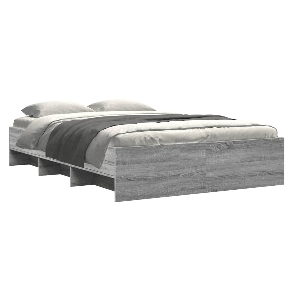 vidaXL Πλαίσιο Κρεβατιού Γκρι Sonoma 135x190 εκ. Επεξεργασμένο Ξύλο