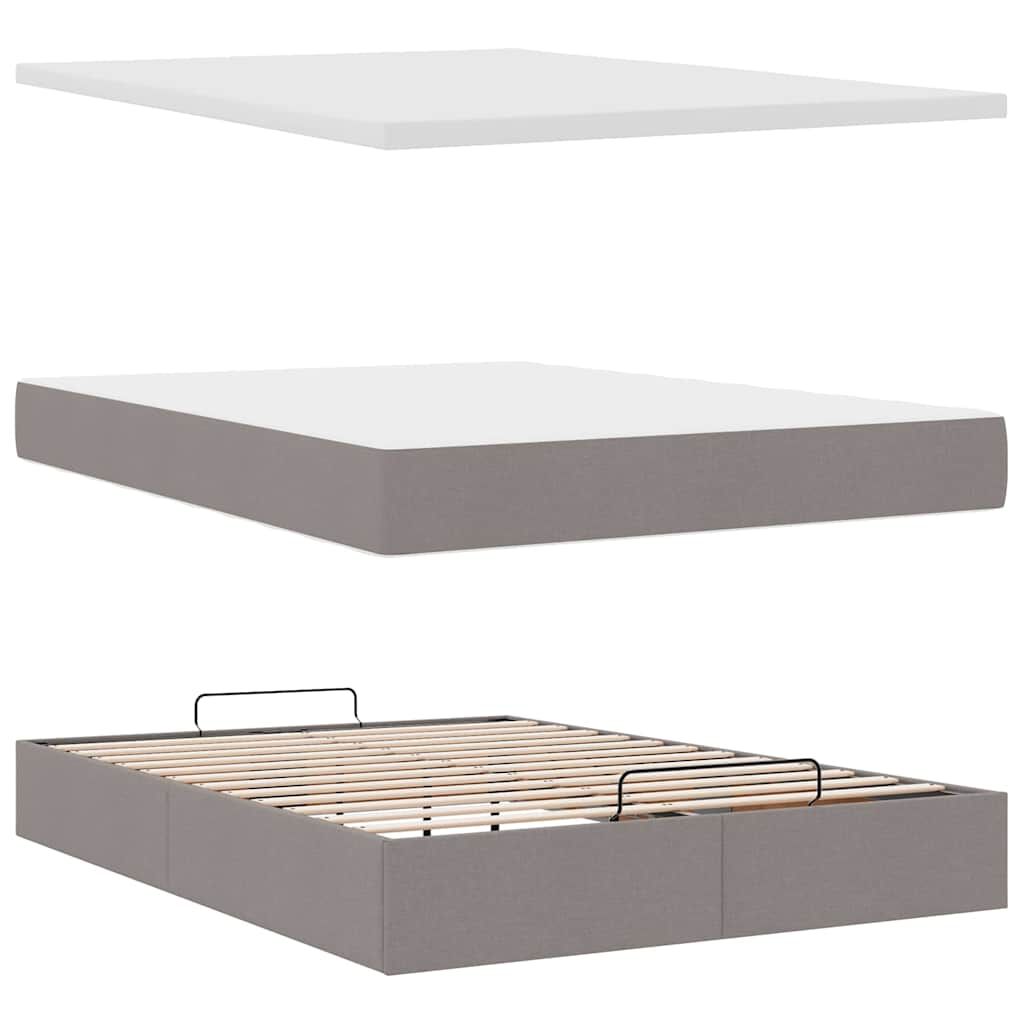 vidaXL Οθωμανικό κρεβάτι με στρώμα Taupe 140x200cm ύφασμα