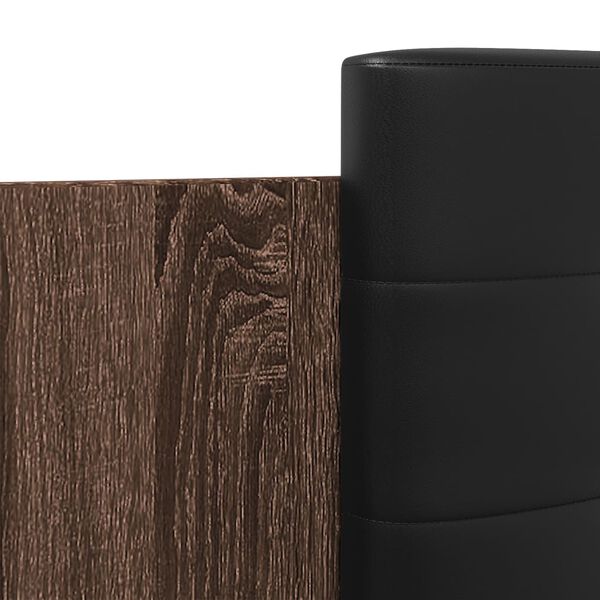 vidaXL Πλαίσιο Κρεβατιού με Κεφαλάρι/ Φώτα LED Καφέ Δρυς 135x190 εκ.