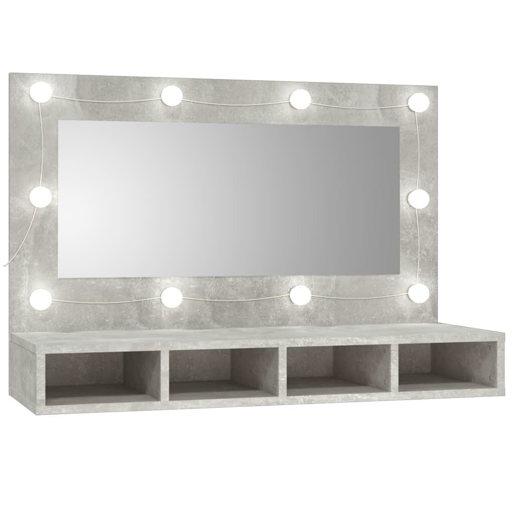 vidaXL Έπιπλο Καθρέπτη με LED Γκρι Σκυροδέματος 90x31,5x62 εκ.