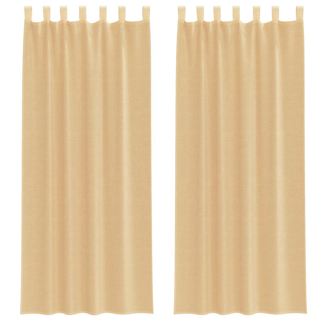 vidaXL Κουρτίνες Voile με βρόχους 2 τεμάχια Άμμος 140x260 cm