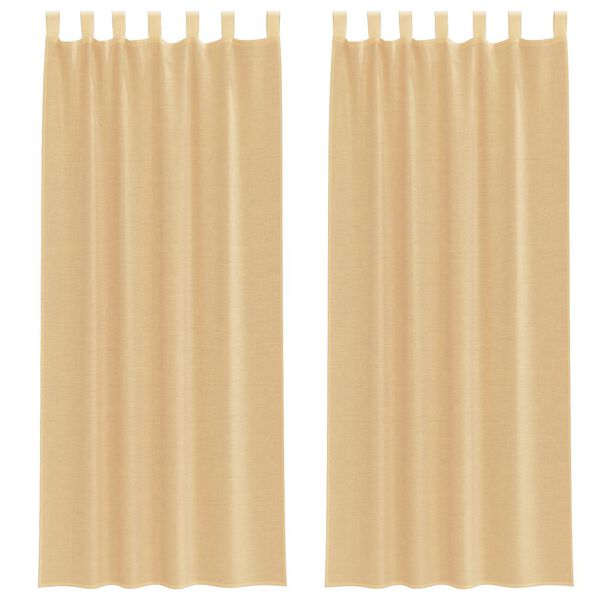vidaXL Κουρτίνες Voile με βρόχους 2 τεμάχια Άμμος 140x260 cm