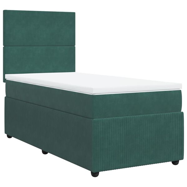 vidaXL Κρεβάτι Boxspring με Στρώμα Σκούρο Πράσινο 80x200 εκ. Βελούδινο