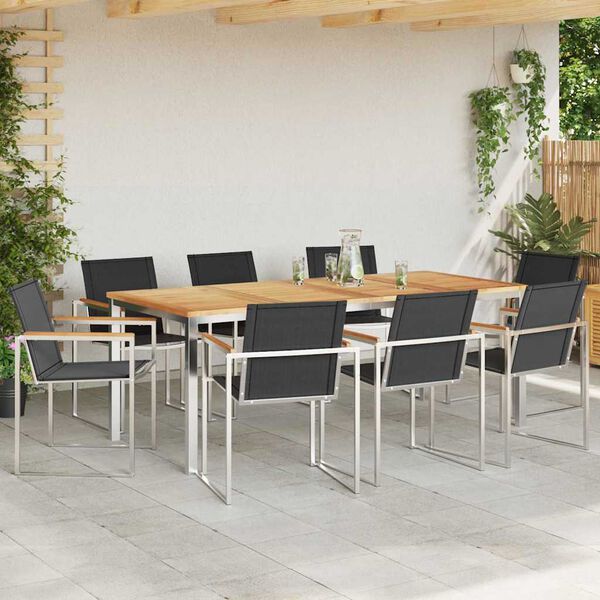vidaXL ΣετΤραπεζαρίαςΚήπου 9 pcs Στερεό Τικ