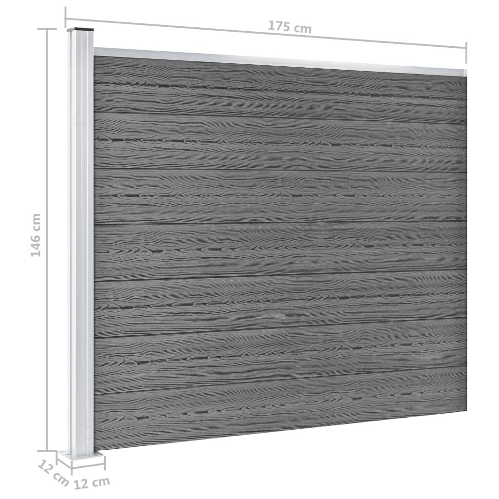 vidaXL Σετ Πάνελ Περίφραξης Γκρι 699 x 146 εκ. από WPC