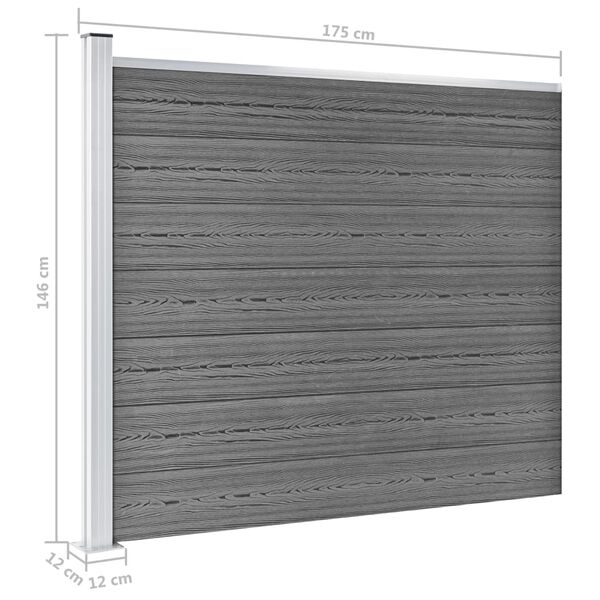 vidaXL Σετ Πάνελ Περίφραξης Γκρι 699 x 146 εκ. από WPC