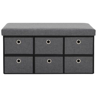 vidaXL Πάγκος Αποθήκευσης Σκούρο Γκρι 76x38x38 εκ. Συνθετικό Λινό