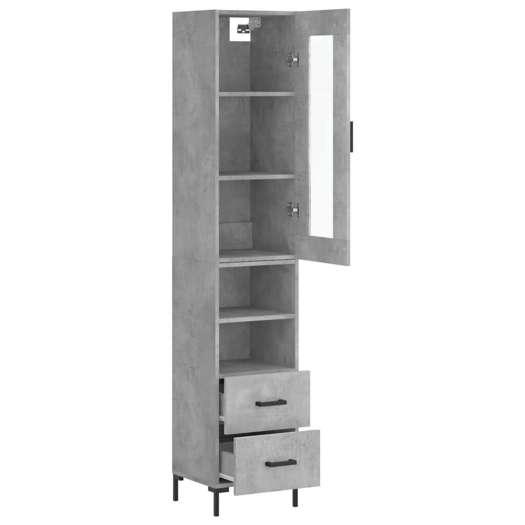 vidaXL Ντουλάπι Γκρι Σκυροδέματος 34,5x34x180 εκ. Επεξεργασμένο Ξύλο