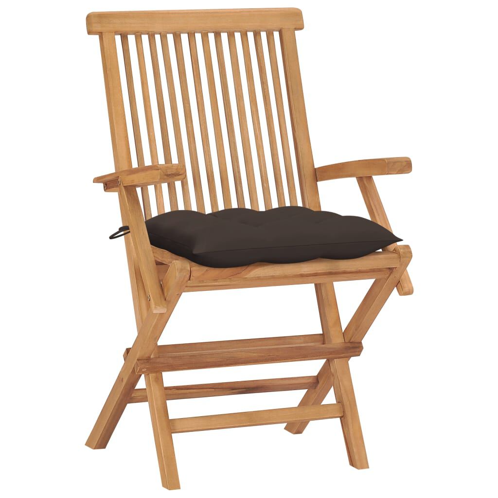 vidaXL Καρέκλες Κήπου 4 τεμ. από Μασίφ Ξύλο Teak με Taupe Μαξιλάρια