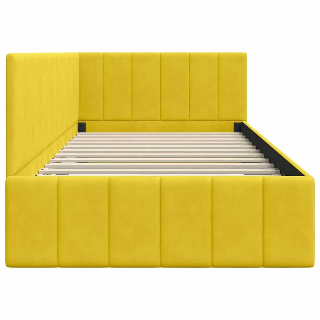 vidaXL Κρεβάτι Γωνίας με κεφαλάρι Κίτρινο 100 x 200 cm Βελούδο