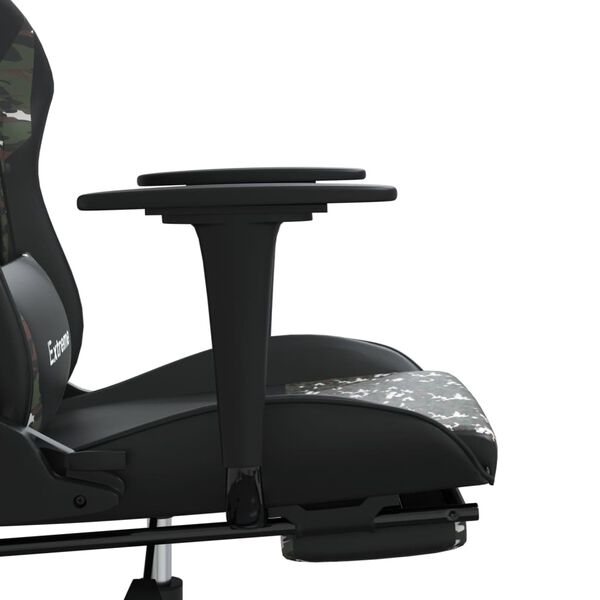vidaXL Καρέκλα Gaming Μασάζ Υποπόδιο Μαύρο/Παραλλαγή Συνθετικό Δέρμα