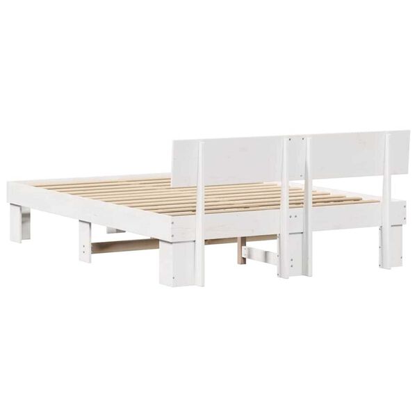vidaXL Σκελετός Κρεβατιού Λευκό 150 x 200 cm Μασίφ ξύλο πεύκου