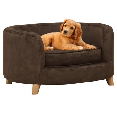 vidaXL Καναπές - Κρεβάτι Σκύλου Καφέ 69 x 69 x 36 εκ. Βελουτέ