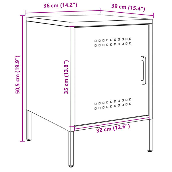 vidaXL Κομοδίνο Ροζ 36x39x50,5 εκ. από Χάλυβα