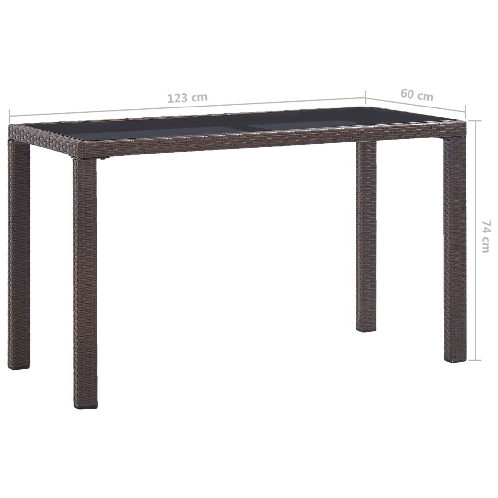 vidaXL Τραπέζι Κήπου Καφέ 123 x 60 x 74 εκ. από Συνθετικό Ρατάν