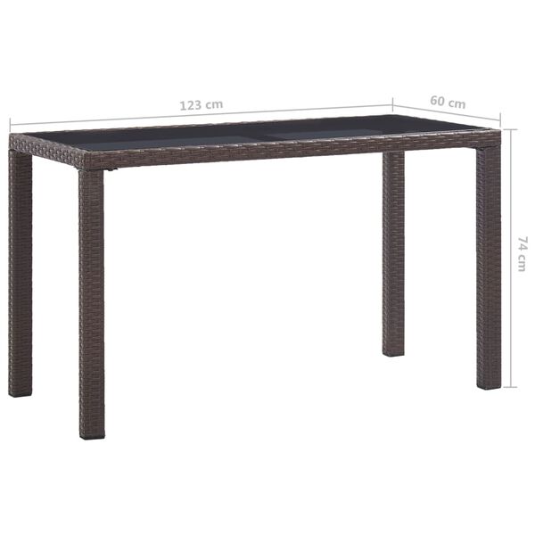 vidaXL Τραπέζι Κήπου Καφέ 123 x 60 x 74 εκ. από Συνθετικό Ρατάν