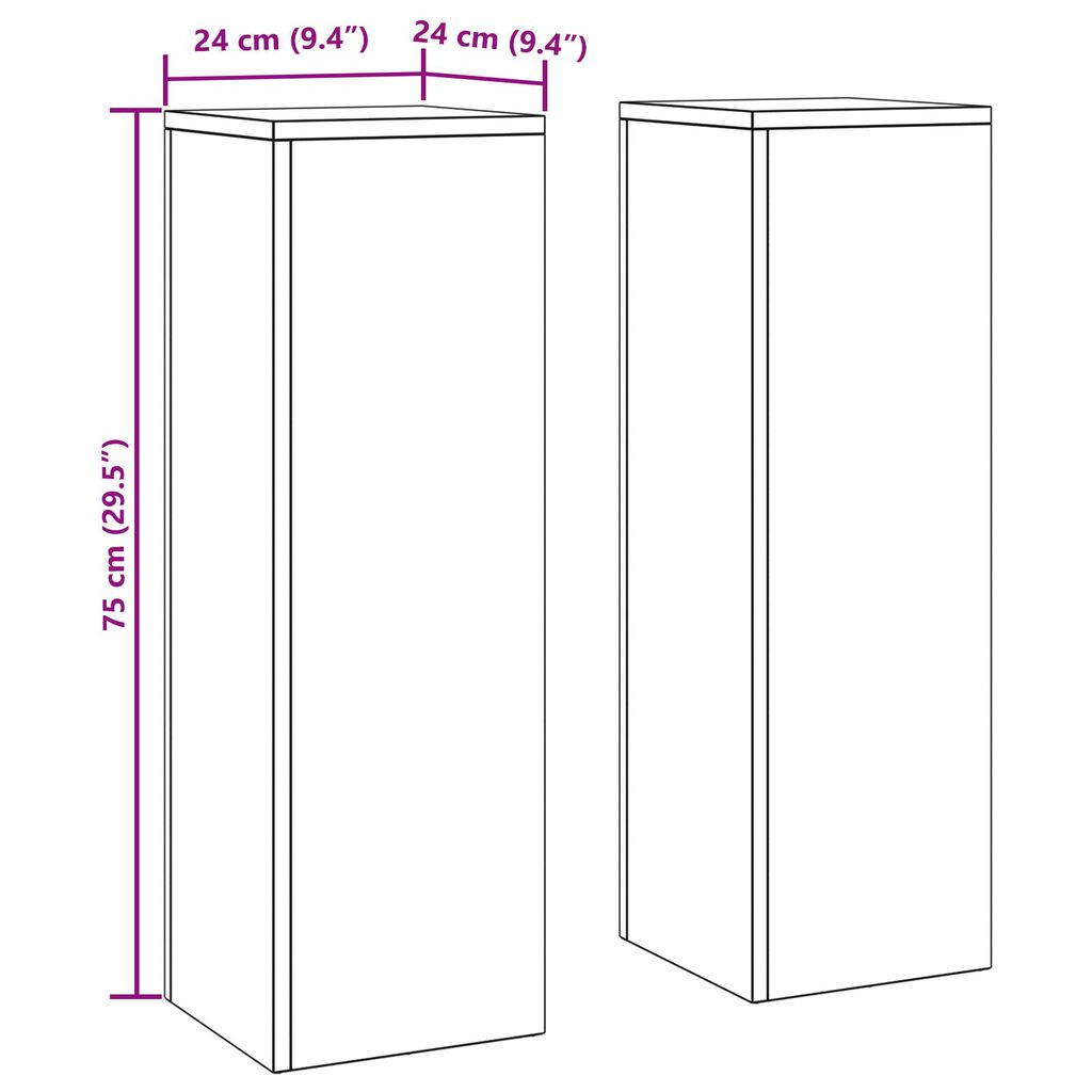 vidaXL Υπαίθρια Σταντ Φυτών Πυλώνας 2 τμχ 24x24x75 εκ Γαλβανισμένο Ατσάλι