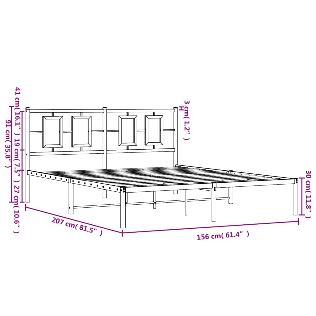 vidaXL Πλαίσιο Κρεβατιού με Κεφαλάρι Λευκό 150 x 200 εκ. Μεταλλικό