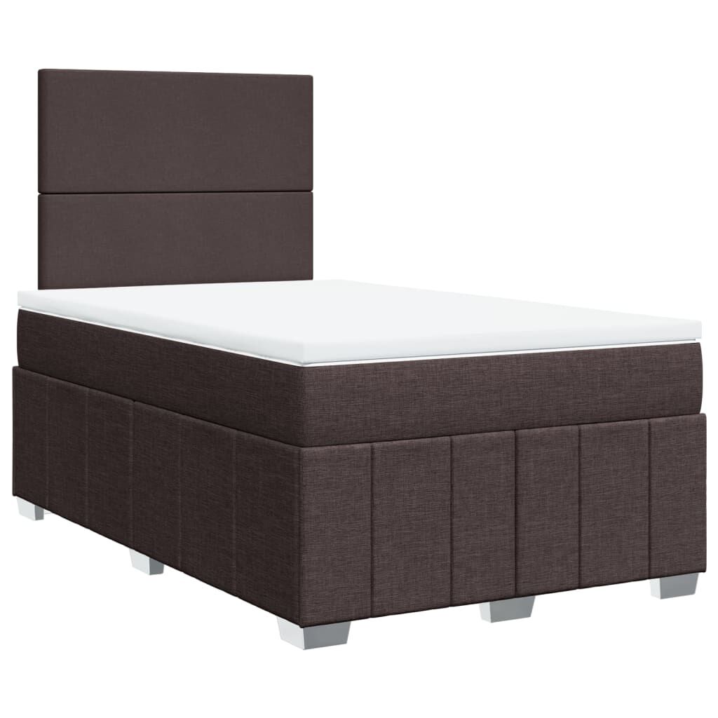 vidaXL Κρεβάτι Boxspring με Στρώμα Σκούρο Καφέ 120x190 εκ Υφασμάτινο