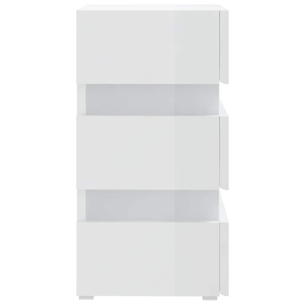 vidaXL Κομοδίνο με LED Γυαλιστερό Λευκό 45x35x67 εκ. Επεξεργασμ. Ξύλο