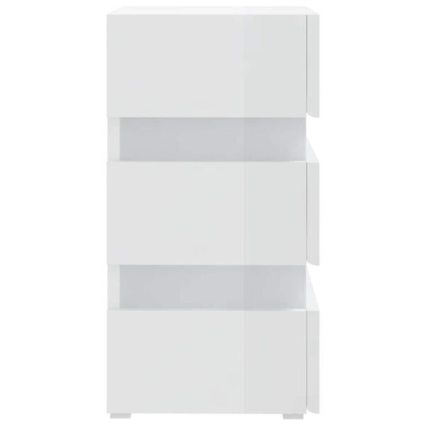 vidaXL Κομοδίνο με LED Γυαλιστερό Λευκό 45x35x67 εκ. Επεξεργασμ. Ξύλο