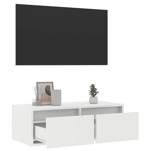 vidaXL Έπιπλο Τηλεόρασης με LED Λευκό 75x35,5x25 εκ.