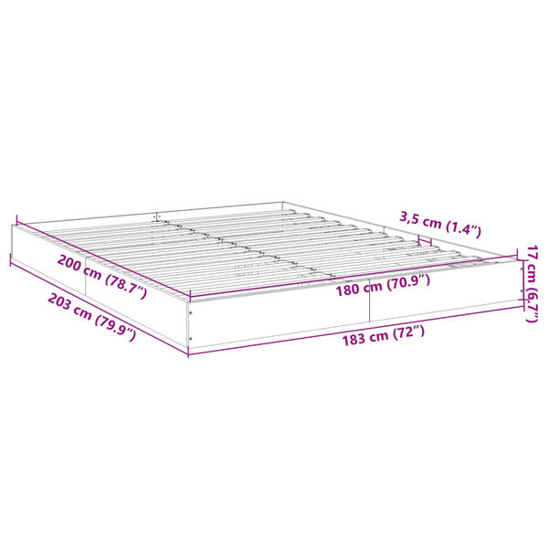 vidaXL Πλαίσιο κρεβατιού χωρίς στρώμα 180x200 εκ. Επεξεργασμένο Ξύλο