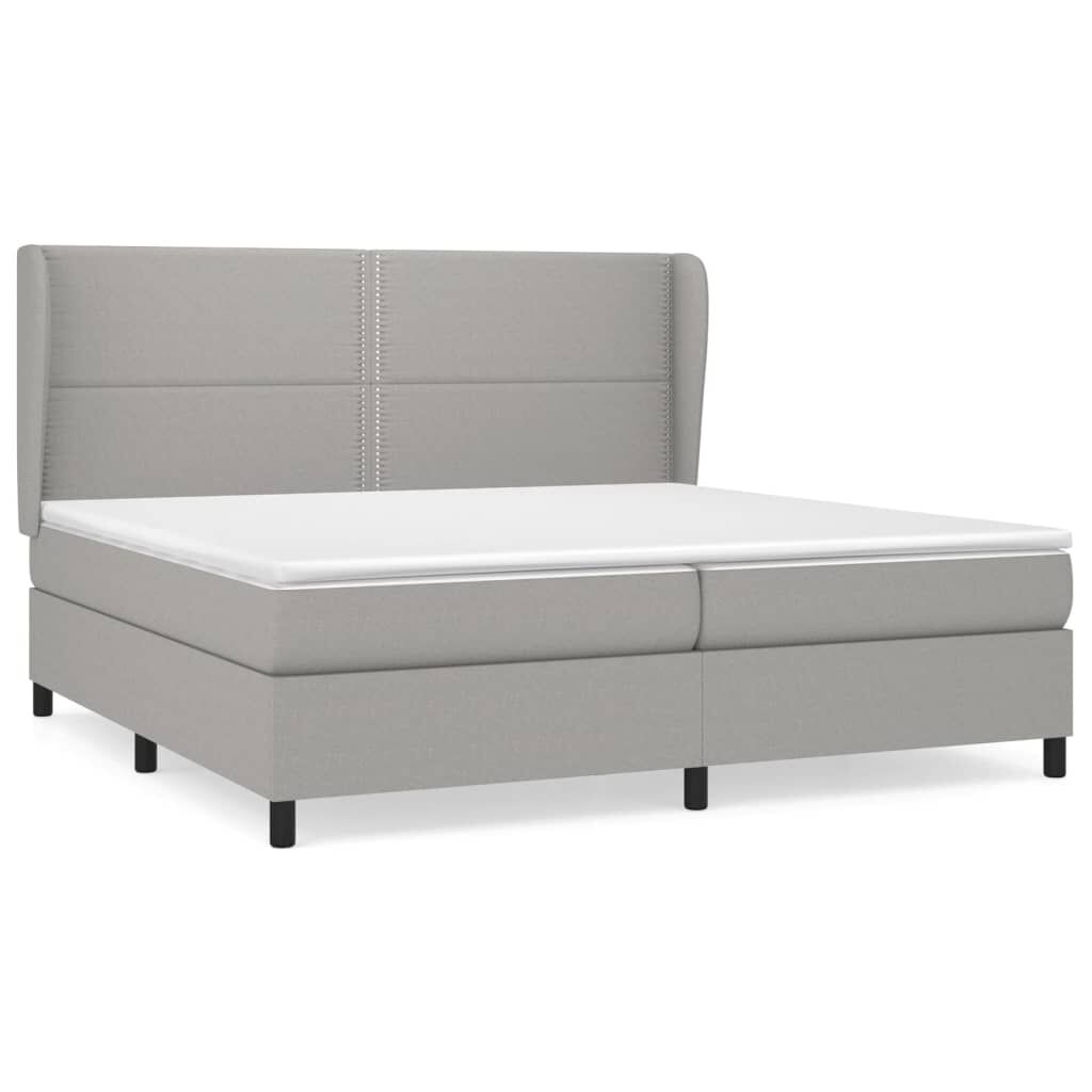 vidaXL Κρεβάτι Boxspring με Στρώμα Ανοιχτό Γκρι 200x200 εκ. Υφασμάτινο