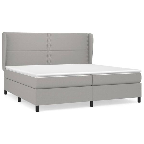 vidaXL Κρεβάτι Boxspring με Στρώμα Ανοιχτό Γκρι 200x200 εκ. Υφασμάτινο