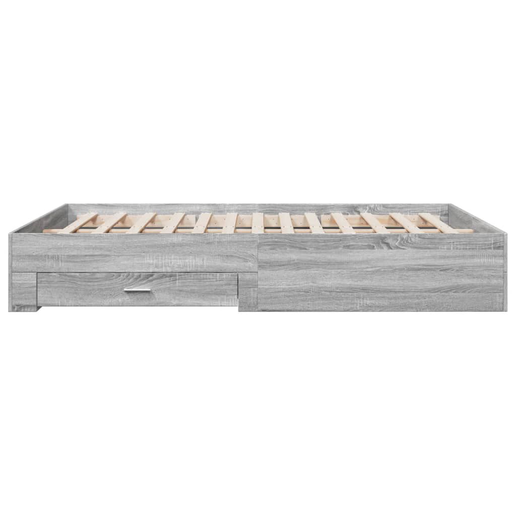 vidaXL Πλαίσιο Κρεβατιού με Συρτάρια Γκρι Sonoma 150x200εκ. Επεξ. Ξύλο