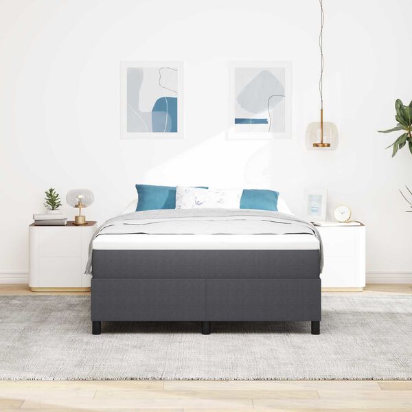 vidaXL Κρεβάτι Box Spring με Στρώμα σε Σκούρο Γκρι, 140x200 εκ., από βελουτέ ύφασμα.