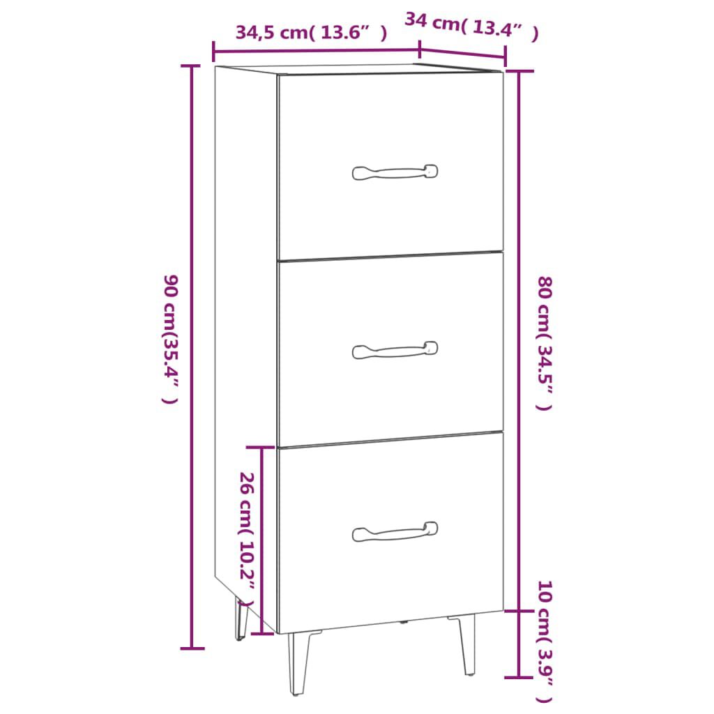 vidaXL Ντουλάπι Sonoma Δρυς 34,5x34x90 εκ. από Επεξεργασμένο Ξύλο