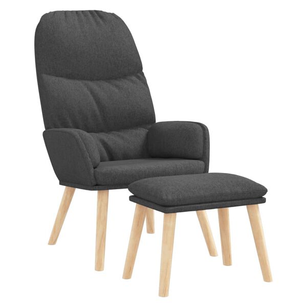 vidaXL Πολυθρόνα Relax Σκούρο Γκρι Υφασμάτινη με Σκαμπό
