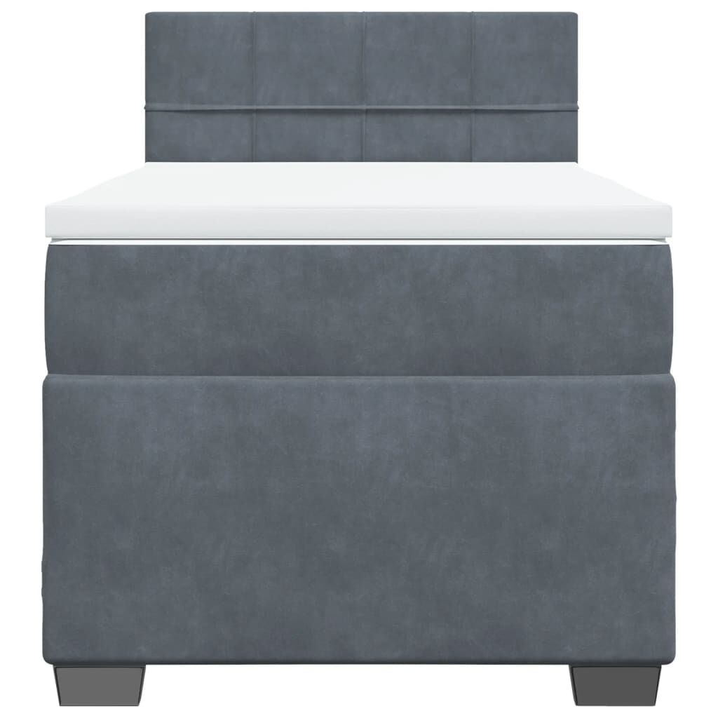 vidaXL Κρεβάτι Boxspring με Στρώμα Σκούρο Γκρι 100x200 εκ. Βελούδινο