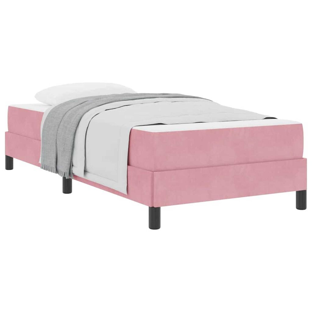 vidaXL Κρεβάτι box spring με στρώμα Ροζ 90 x 190 cm Βελούδο