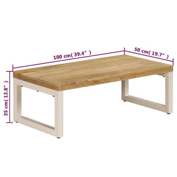 vidaXL Τραπεζάκι Σαλονιού 100x50x35 εκ. από Μασίφ Ξύλο Μάνγκο / Ατσάλι
